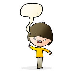 cartoon happy boy with speech bubble