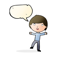 cartoon happy boy with speech bubble