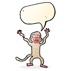 cartoon frightened monkey with speech bubble