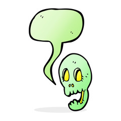 funny cartoon skull with speech bubble