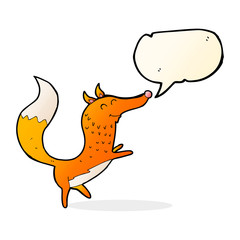 cartoon happy fox with speech bubble