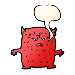 cartoon little alien with speech bubble