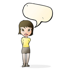 cartoon pretty girl with speech bubble