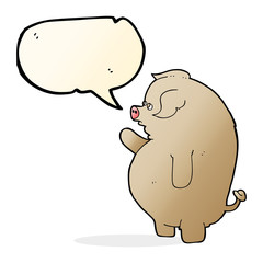 cartoon fat pig with speech bubble