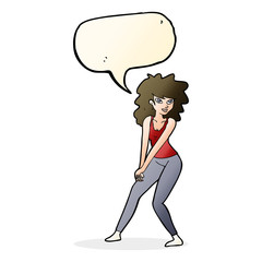 cartoon woman posing with speech bubble