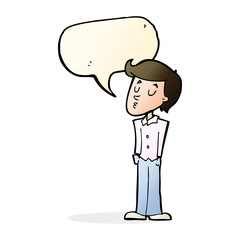 cartoon calm man with speech bubble