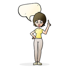 cartoon woman explaining her point with speech bubble