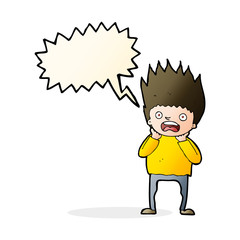 cartoon man panicking with speech bubble