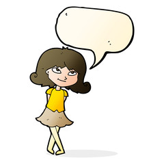 cartoon clever girl with speech bubble