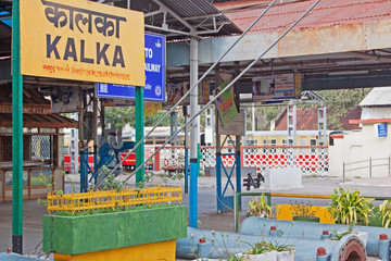 Kalka railway station linking Delhi in the south with Shimla in the Himalayan foothills - obrazy, fototapety, plakaty