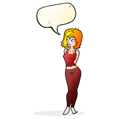 cartoon attractive girl with speech bubble