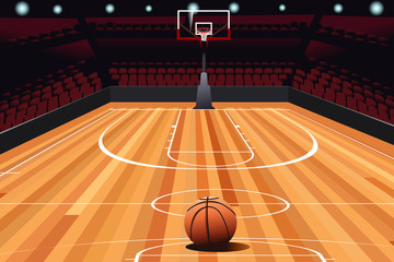 Naklejka premium Basketball on Floor
