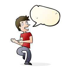 cartoon stressed out man with speech bubble
