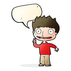 cartoon happy boy with speech bubble