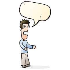 cartoon man freaking out with speech bubble