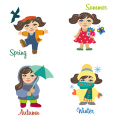Collection of girls wearing for different seasons of year