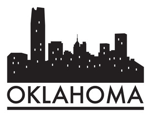 Abstract skyline Oklahoma, with various landmarks