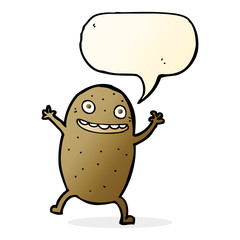 cartoon happy potato with speech bubble