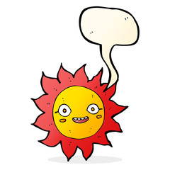 cartoon happy sun with speech bubble