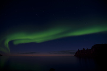 polar lights / An aurora is a natural light display in the sky, predominantly seen in the high latitude (Arctic and Antarctic) regions.