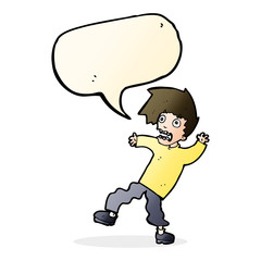 cartoon terrified man with speech bubble