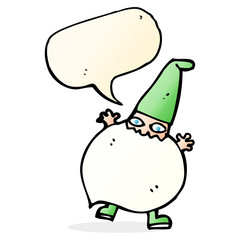 cartoon tiny santa with speech bubble
