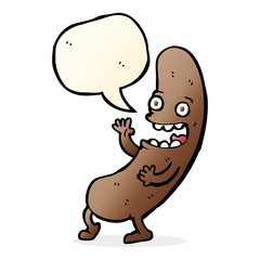 cartoon sausage with speech bubble
