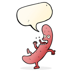 cartoon sausage with speech bubble