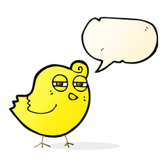 funny cartoon bird with speech bubble