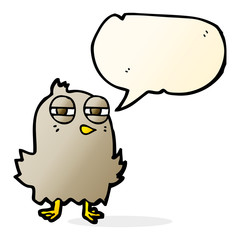 funny cartoon bird with speech bubble