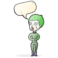 cartoon zombie girl with speech bubble