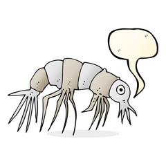 cartoon shrimp with speech bubble