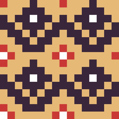 Floral Decorative Embroidery Squares Seamless Pattern