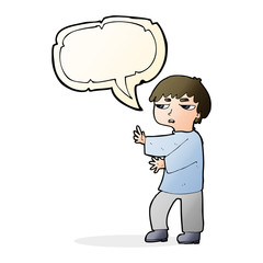 cartoon man gesturing with speech bubble