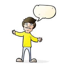 cartoon surprised man with speech bubble