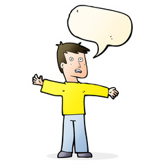 cartoon surprised man with speech bubble
