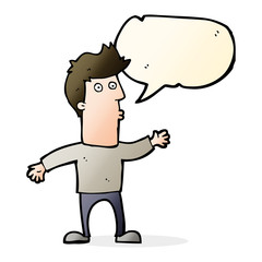 cartoon surprised man with speech bubble