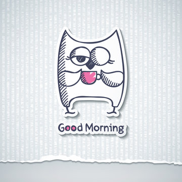 owl and cup of coffee, vector eps 10