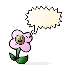cartoon flower with face with speech bubble