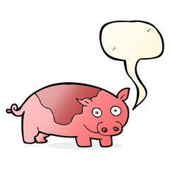 cartoon pig with speech bubble