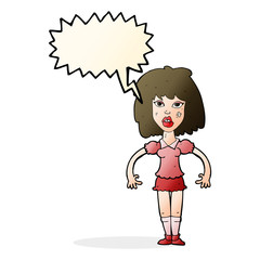 cartoon girl fight with speech bubble