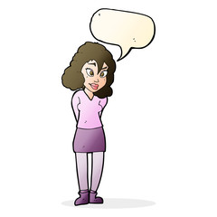 cartoon confused woman with speech bubble