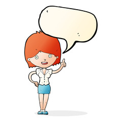 cartoon woman with idea with speech bubble