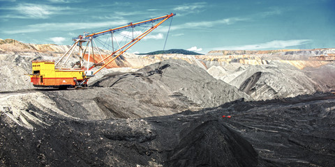 Dragline on open pit coal mine