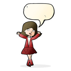 cartoon unhappy girl with speech bubble