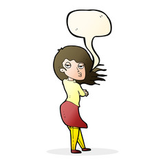 cartoon woman making photo face with speech bubble