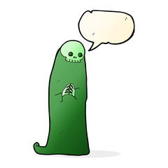 cartoon halloween ghoul with speech bubble