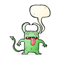 cartoon little devil with speech bubble