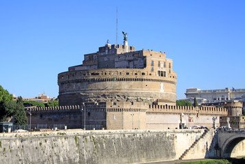 ROME, ITALY - DECEMBER 20, 2012: Castel Sant Angelo and Tiber River. Rome, Italy