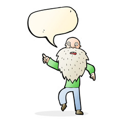 cartoon stressed old man with speech bubble